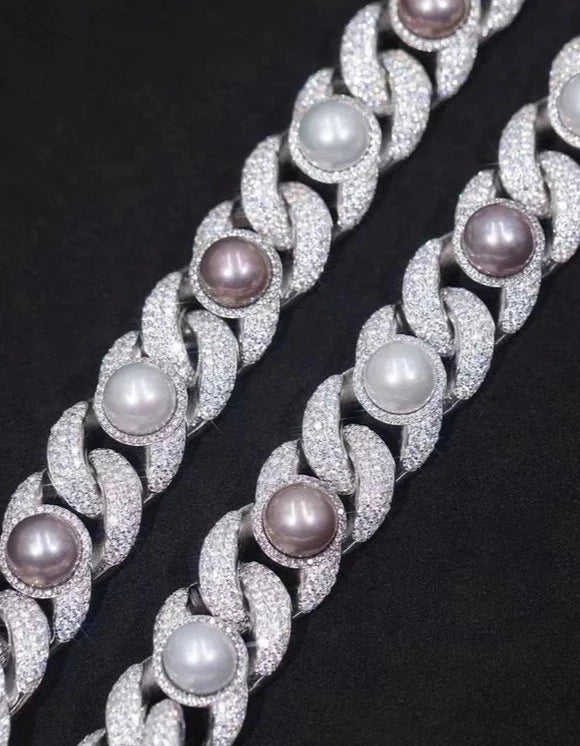 Pearl Moissanite Cuban Link Chain - Uniquely You Online - Chain