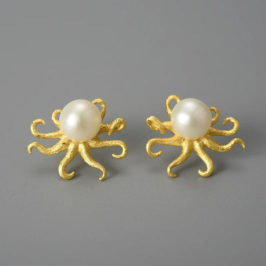 Pearl Octopus Stud Earrings - Uniquely You Online - Earrings