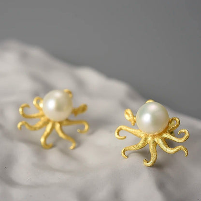 Pearl Octopus Stud Earrings - Uniquely You Online - Earrings