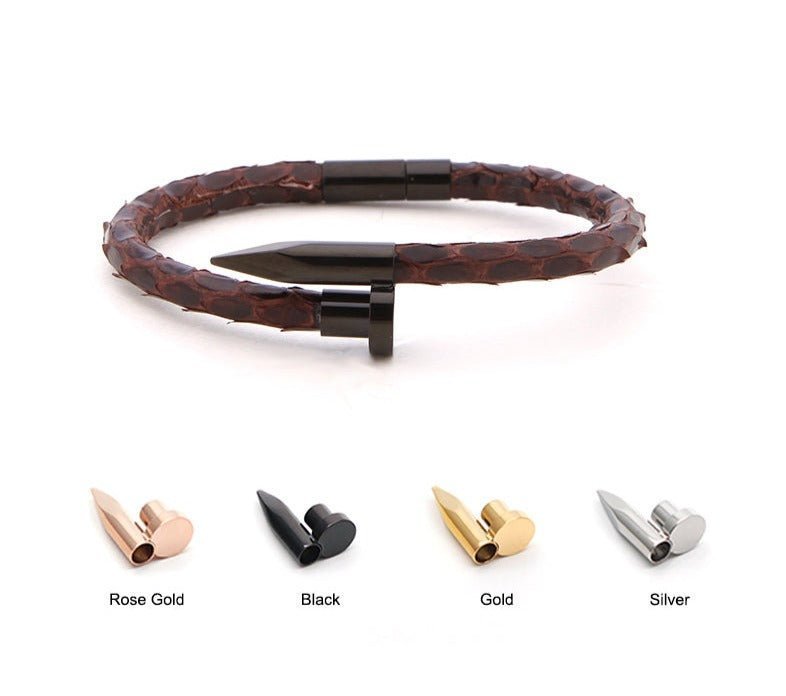 Personalized Leather Nail Bracelet - Uniquely You Online - Bracelet