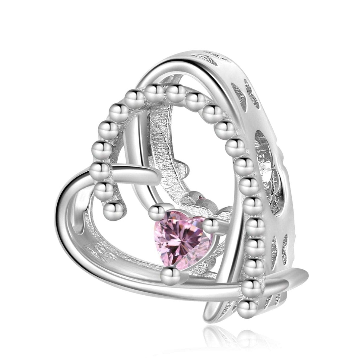 Pink Crystal Heart Bead Charm - Uniquely You Online - Charms