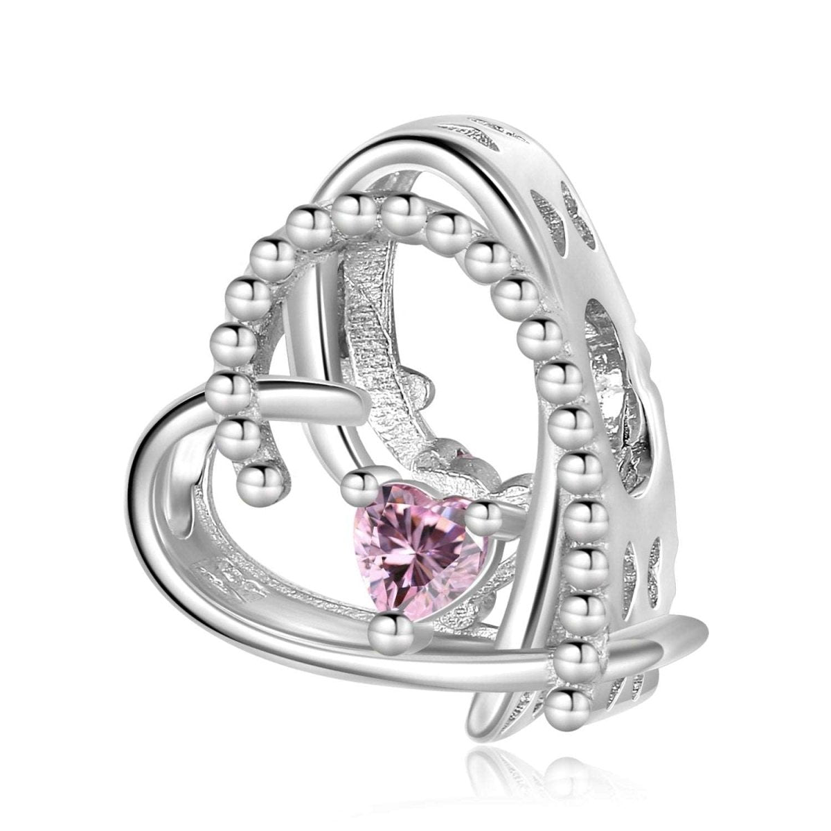 Pink Crystal Heart Bead Charm - Uniquely You Online - Charms