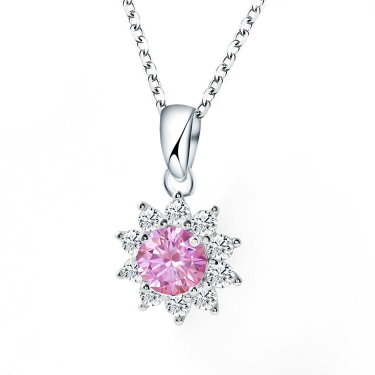 Pink Flower Moissanite Necklace - Uniquely You Online - Necklace