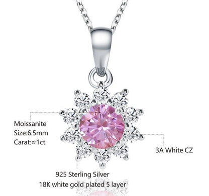 Pink Flower Moissanite Necklace - Uniquely You Online - Necklace