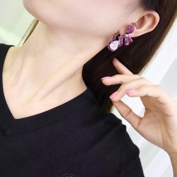 Pink/Silver Butterfly Bow Earrings - Uniquely You Online - Earrings