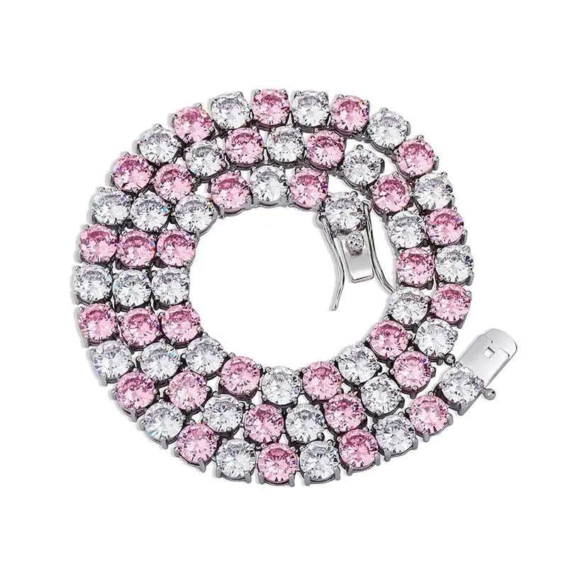 Pink/White Moissanite Tennis Necklace and Bracelet - Uniquely You Online - Chain and Bracelet