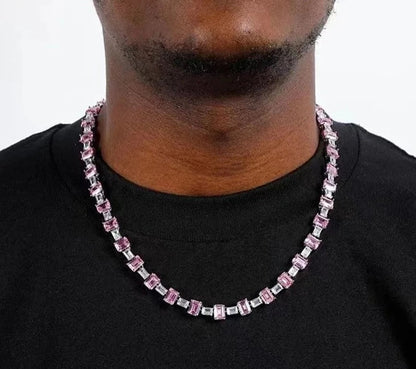 Pink/White Moissanite Tennis Necklace - Uniquely You Online - Necklace