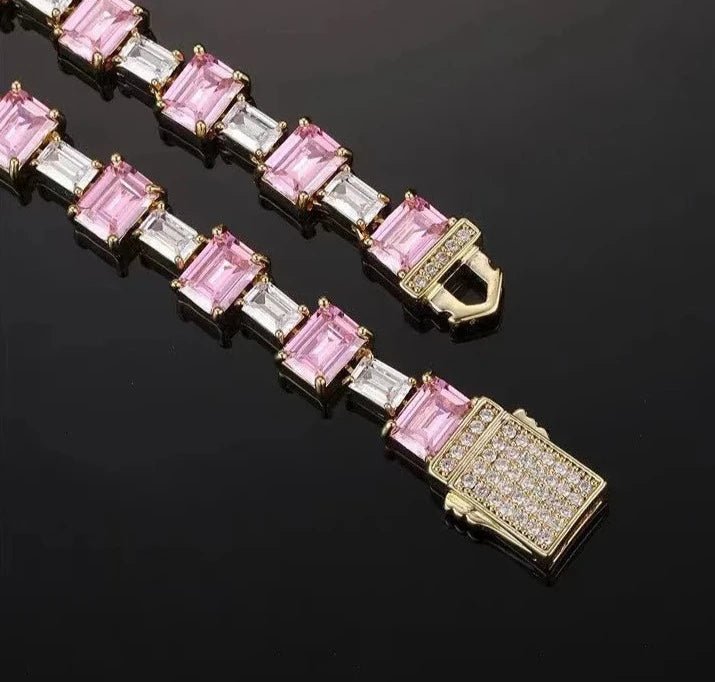 Pink/White Moissanite Tennis Necklace - Uniquely You Online - Necklace