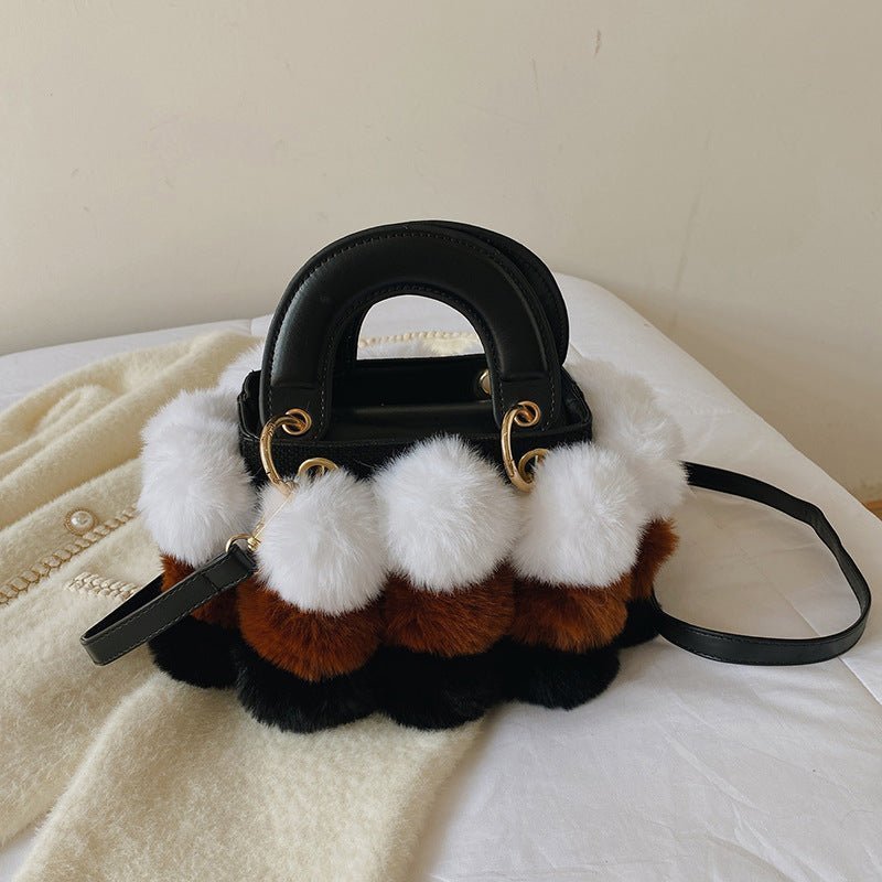 Plush Faux Fur Pompom Handbag - Uniquely You Online - Handbag