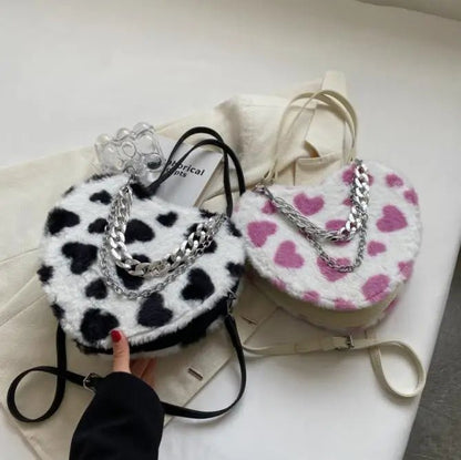 Plush Polka-Heart Chain Bag - Uniquely You Online - Handbag