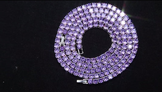 5mm CZ Round Purple Tennis Necklace