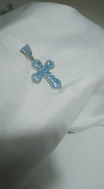 CZ Colored Cross Pendant with Chain