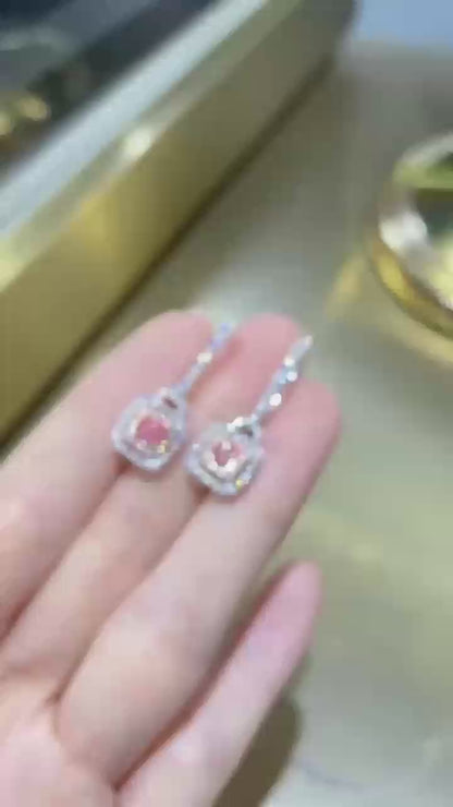 1.2ct Square Pink Diamond Dangle Earrings