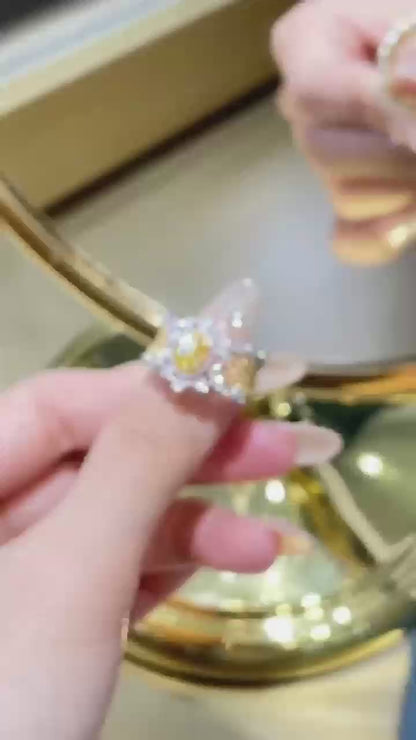 1.0075ct Yellow Diamond Honeycomb Ring