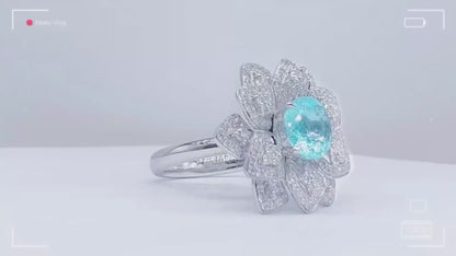 1.14ct Natural Paraiba Flower Ring