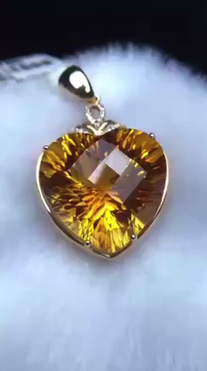 25.35ct Brazil Natural Citrine Heart Pendant