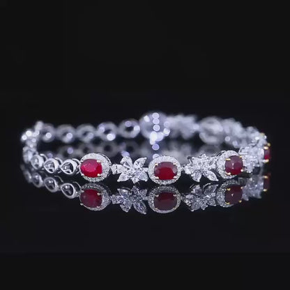 3.75ct Pigeon Blood Flower Link Bracelet