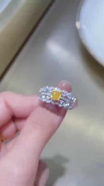 1ct Yellow Diamond Trio Rings