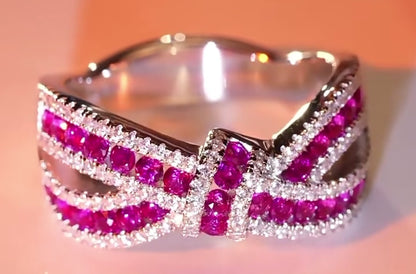 White Ruby Ribbon Ring