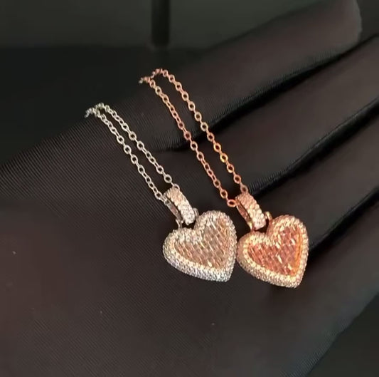 CZ Baguette Heart Pendant with Necklace