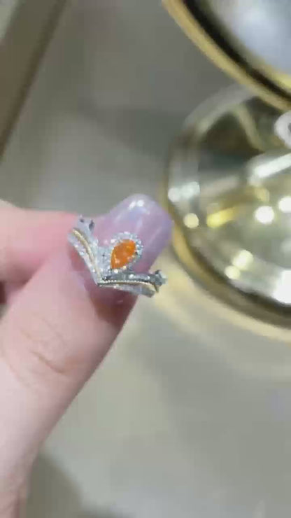 0.3ct Orange Princess Crown Ring