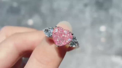 5.01ct Three-stone Pink Diamond Heart Ring