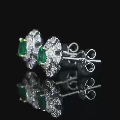 0.39ct Emerald Stud Diamond Earrings