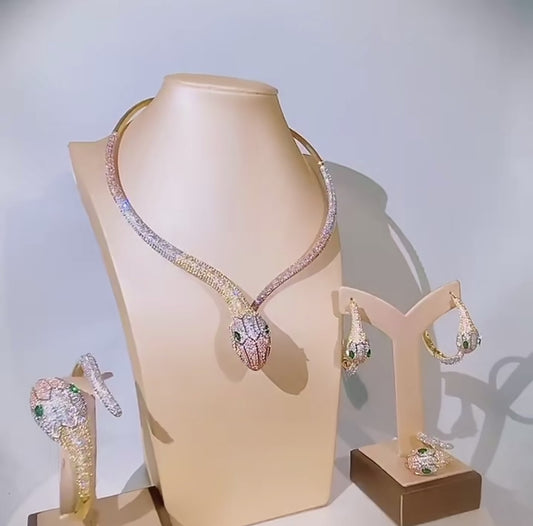 CZ Tri-Color Snake Jewelry Set