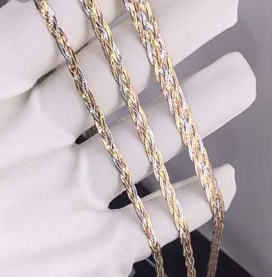 3mm/4.5mm/6mm Tri-Color Braided Twist Chain