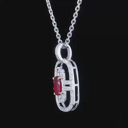 0.42ct Pigeon Blood Oval Diamond Pendant