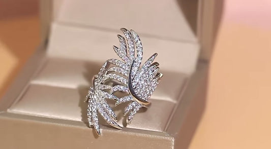 CZ Micro Pave Feather Ring
