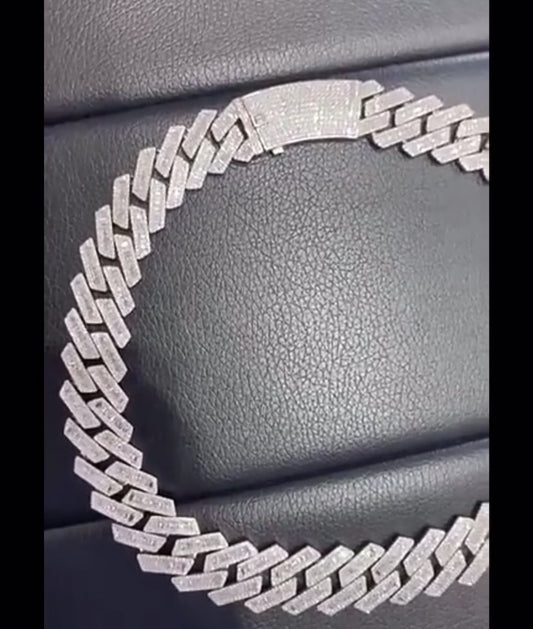 18mm Moissanite Cuban Link Chain and Bracelet