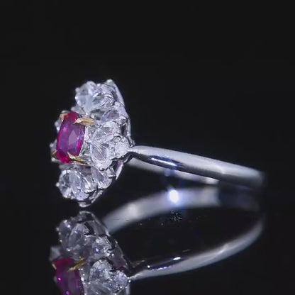 0.48ct Unheated Ruby Floral Ring