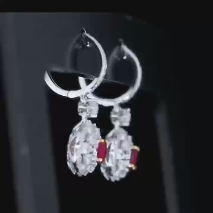 0.66ct Unheated Pigeon Blood Ruby Dangle Earrings