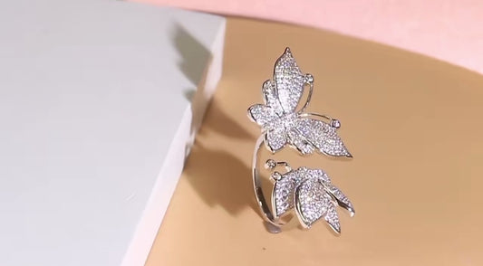CZ Micro Pave Open Butterfly Ring