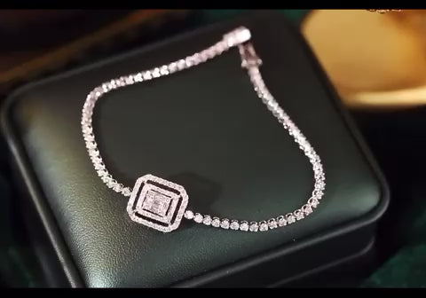 1.6ct Square Diamond Charm Bracelet