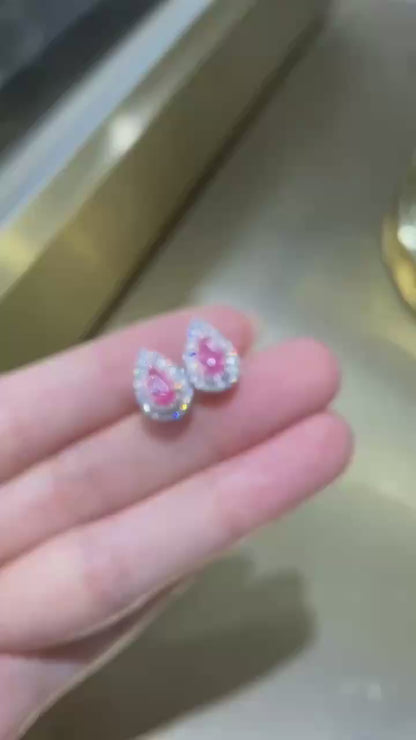 0.81ct Pear Cut Pink Diamond Stud Earrings