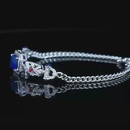 3.33ct Royal Blue Sapphire and Ruby Bracelet