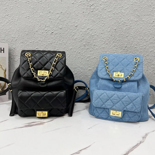 Quilted Denim Backpack - Uniquely You Online - Backpack