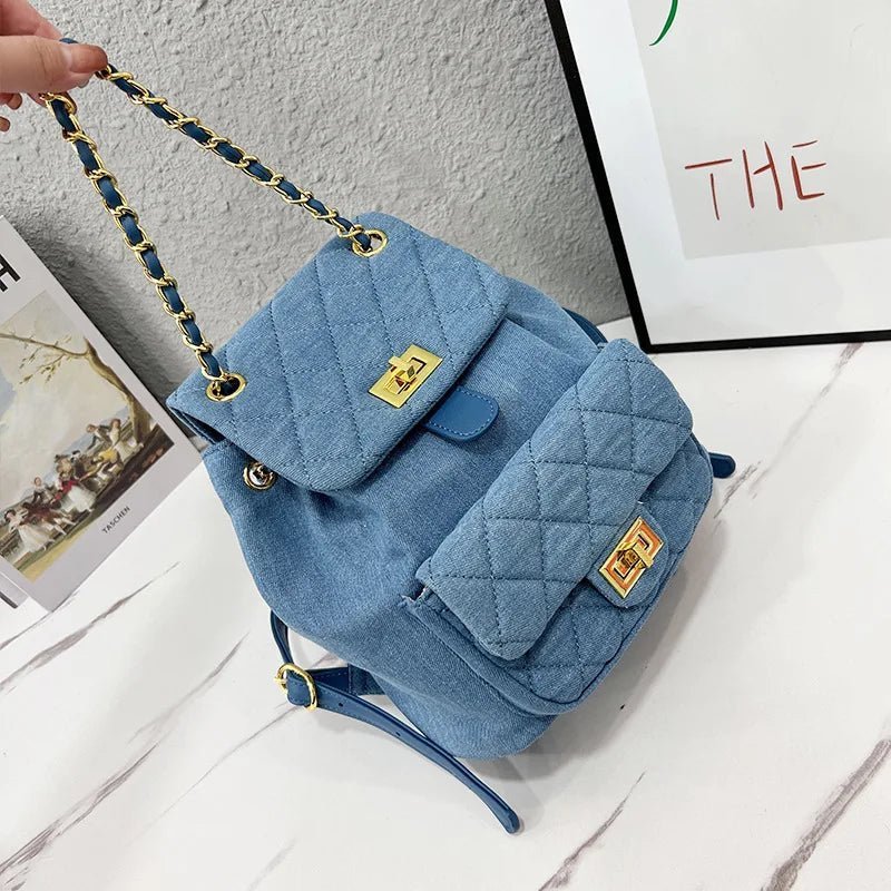 Quilted Denim Backpack - Uniquely You Online - Backpack