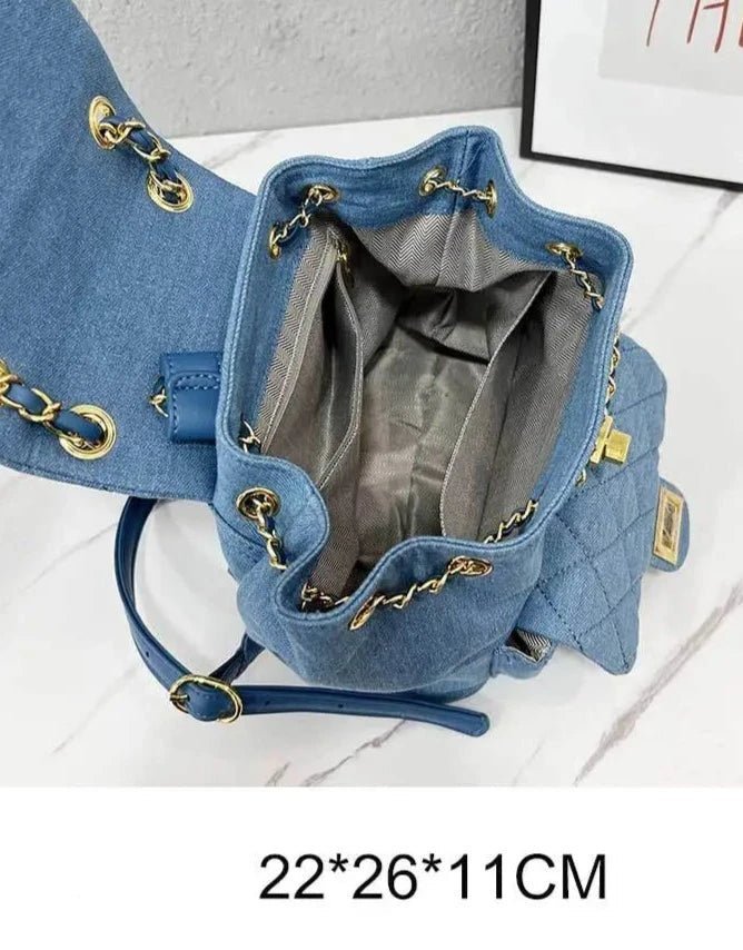 Quilted Denim Backpack - Uniquely You Online - Backpack