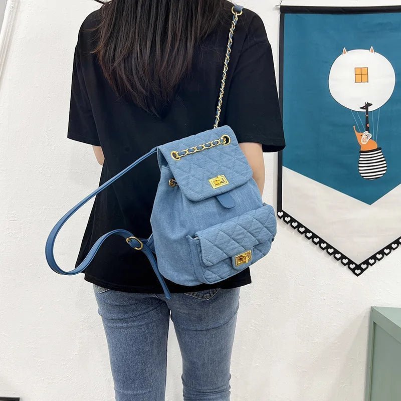 Quilted Denim Backpack - Uniquely You Online - Backpack