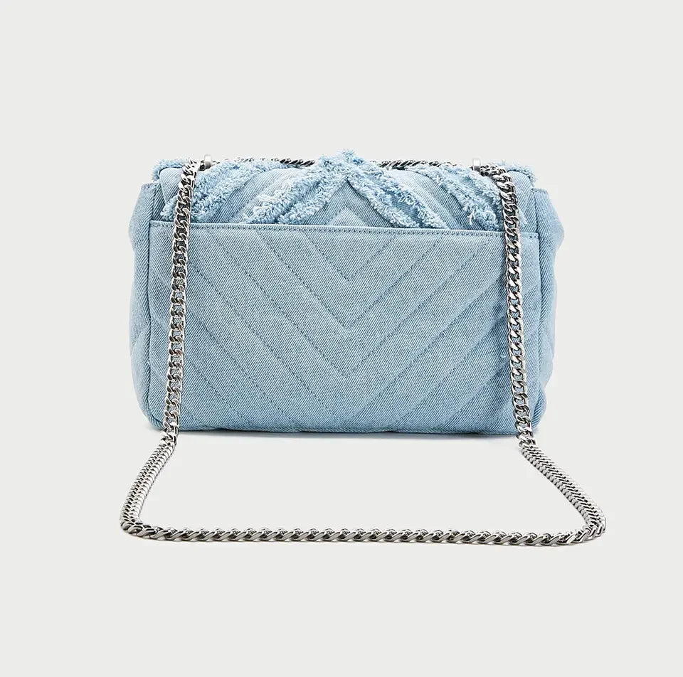 Quilted Denim Fringe Handbag - Uniquely You Online - Handbag