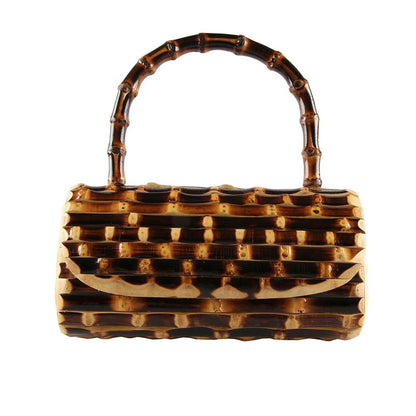 Retro Black Bamboo Root Bag with Handle - Uniquely You Online - Handbag