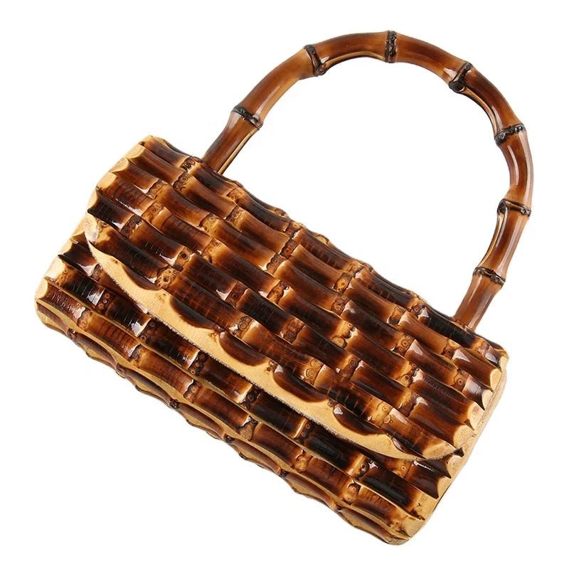Retro Black Bamboo Root Bag with Handle - Uniquely You Online - Handbag