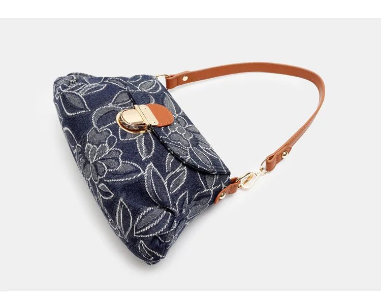 Retro Floral Denim Bag - Uniquely You Online - Handbag