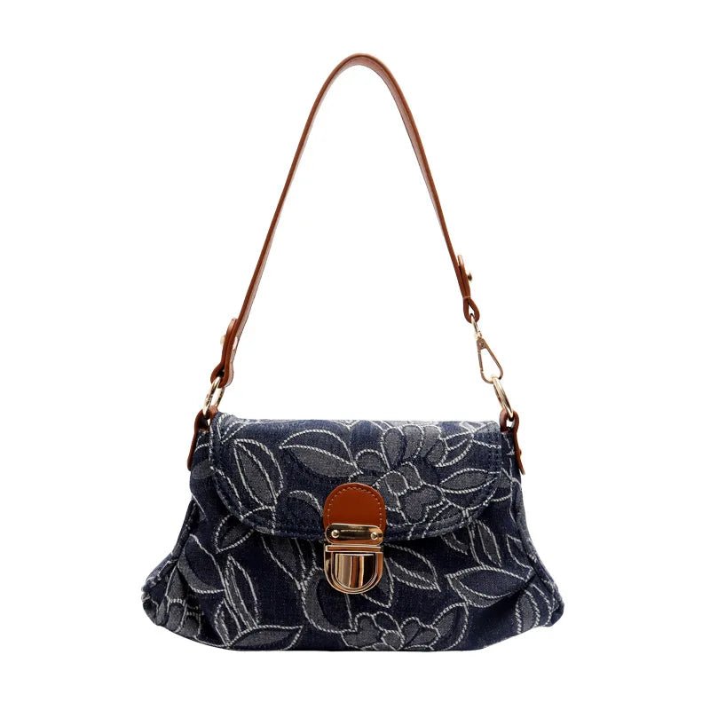 Retro Floral Denim Bag - Uniquely You Online - Handbag