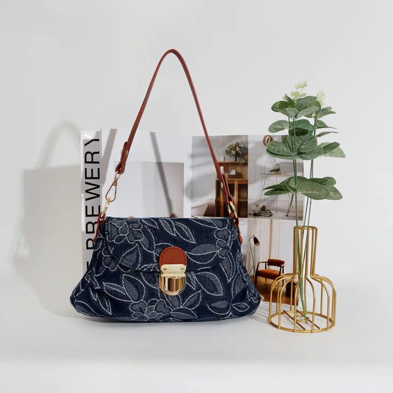 Retro Floral Denim Bag - Uniquely You Online - Handbag