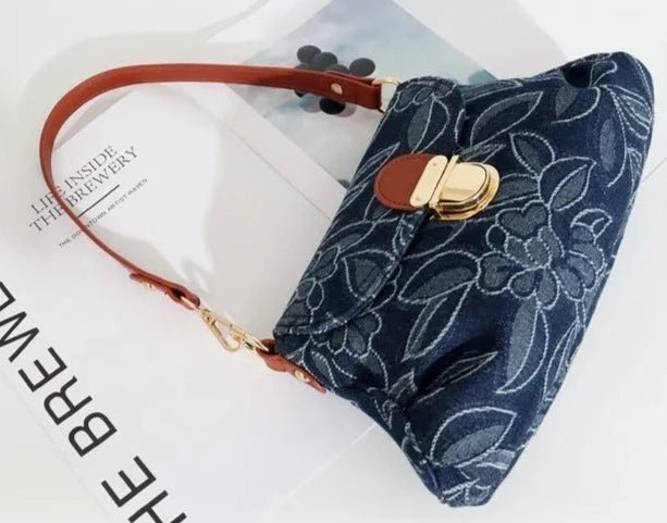 Retro Floral Denim Bag - Uniquely You Online - Handbag