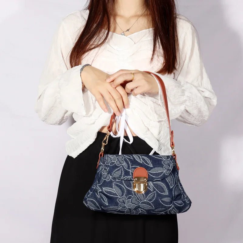 Retro Floral Denim Bag - Uniquely You Online - Handbag